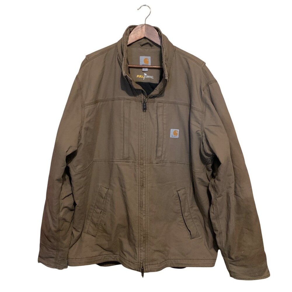 Carhartt Full Jacket Quick Duck Sz 2XL Canyon Brown Distressed Stained
